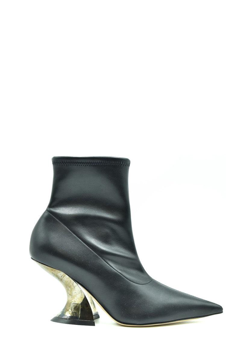 Casadei Sculptural Black Leather Ankle Boots Translucent