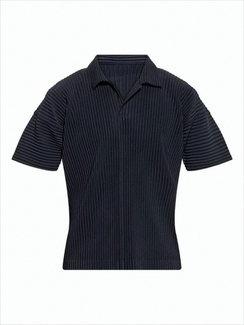Homme Plissé Issey Miyake Textured Pleated Polo Shirt With Classic Collar