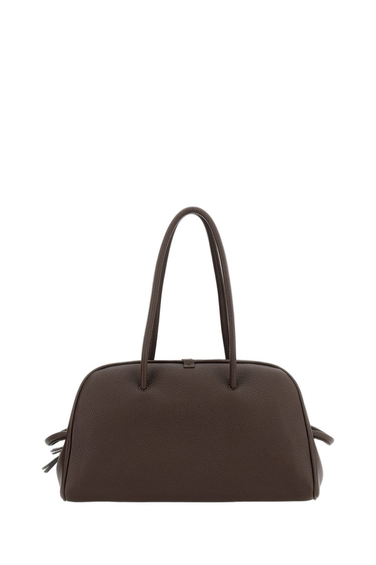 Jacquemus Hammered Leather Bowling Bag With Bow Detail