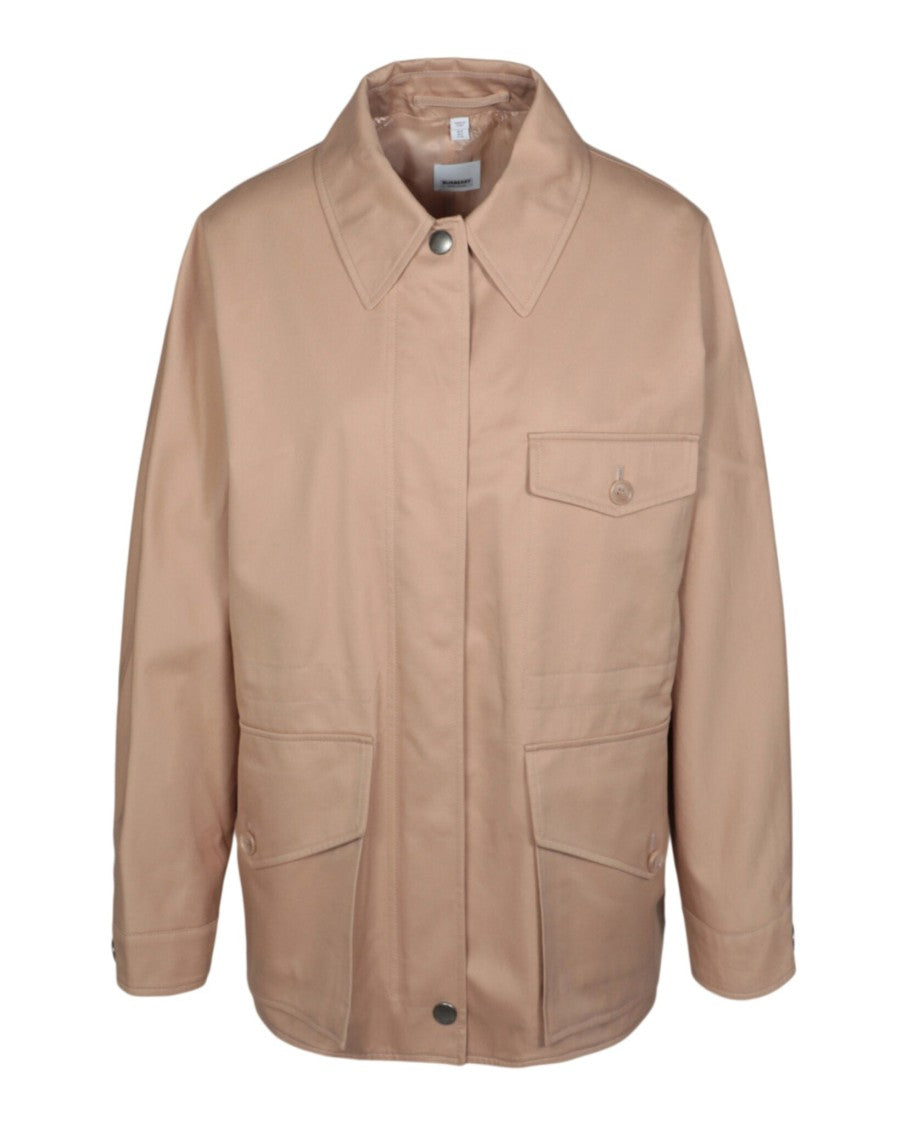 Burberry Cotton Oversized Jacket With Classic Collar