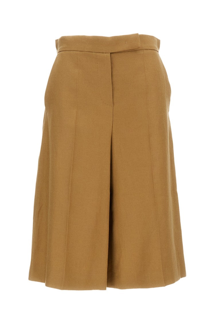 Max Mara Brown Khaki Linen Bermuda Shorts