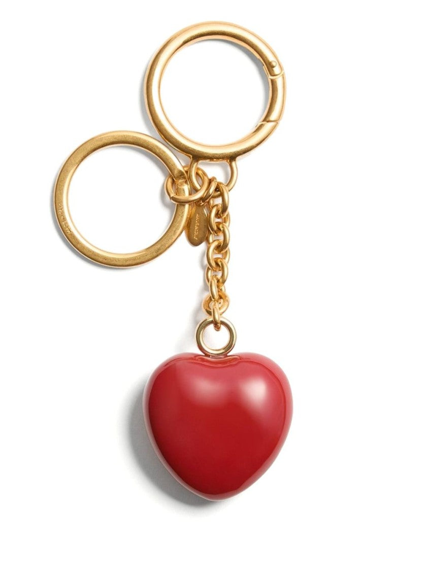 Valentino Garavani Glossy Heart-Shaped Keychain Charm With Gold-Tone Accents
