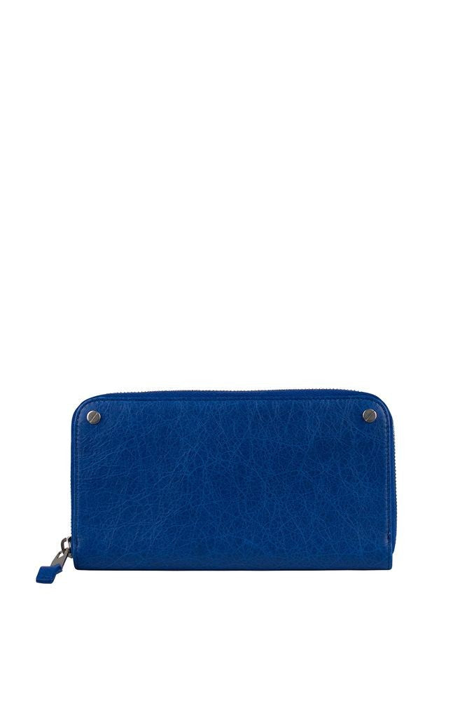 Balenciaga Electric Blue Leather Wallet With Decorative Studs