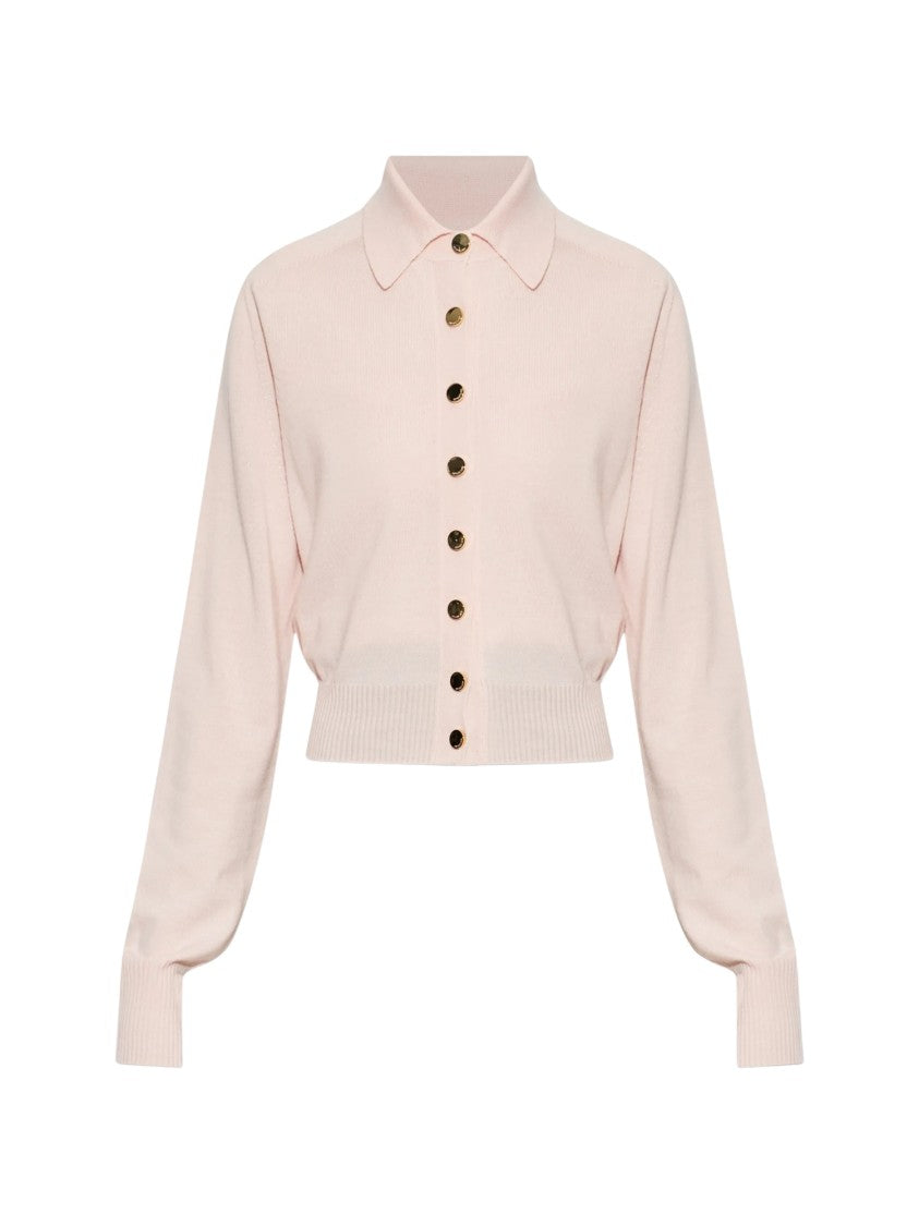 Sportmax Light Pink Lirica Cropped Gold Button Cardigan