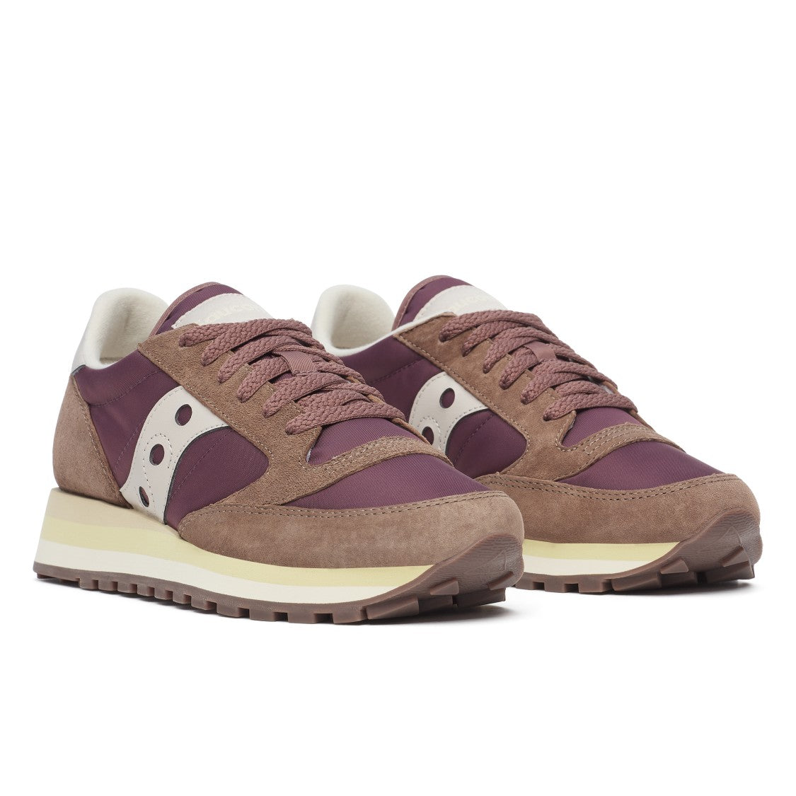 Saucony Brown Suede And Fabric Sneakers With Cushioned Sole