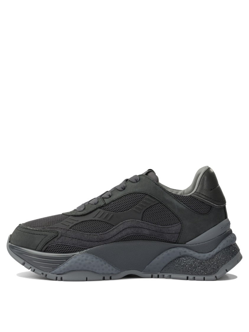 Philippe Model Paris Layered Dark Grey Sneakers With Sculpted Sole
