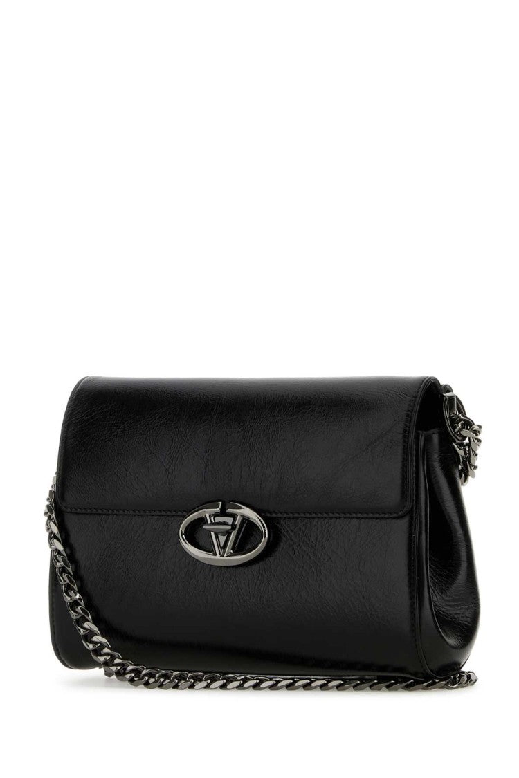 Valentino Garavani Black Leather Vlogo Shoulder