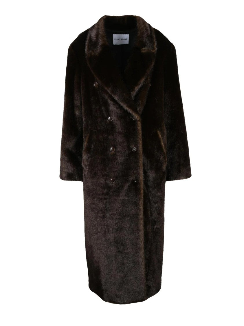 Stand Studio Brown Modacrylic Double-Breasted Coat