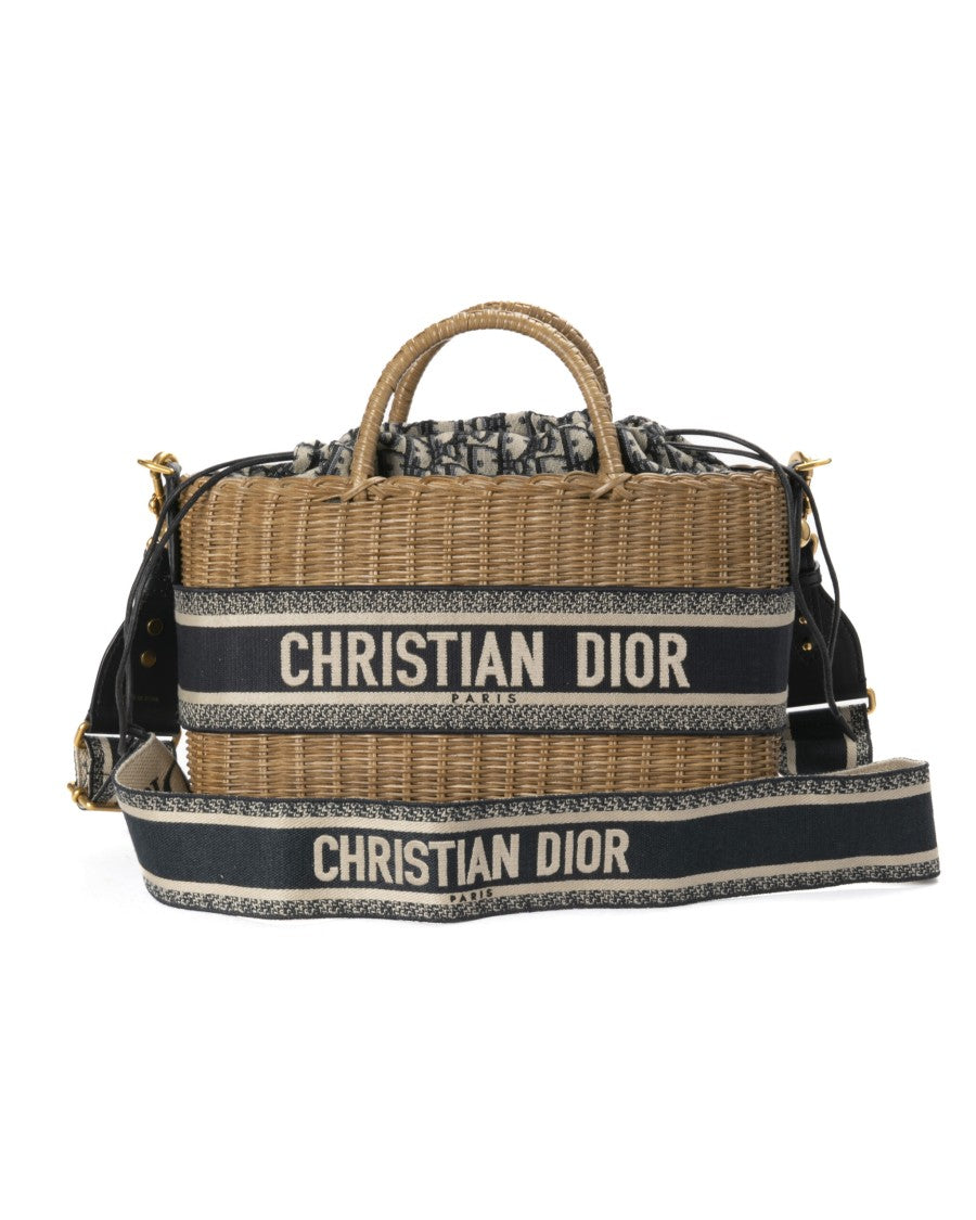 Dior Lady Medium Wicker Jacquard Oblique Blue