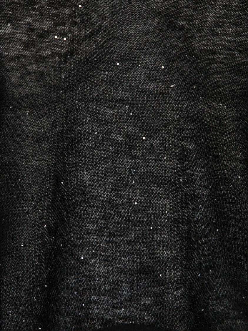 Pinko Semi-Sheer Knit Sweater With Sparkling Sequins