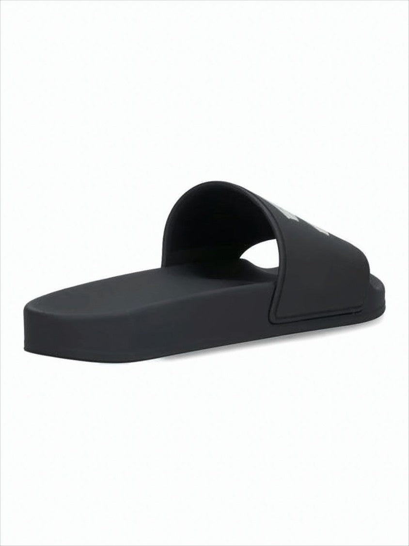 Balenciaga Geometric Logo Black Slide Sandal With Minimalist Aesthetic