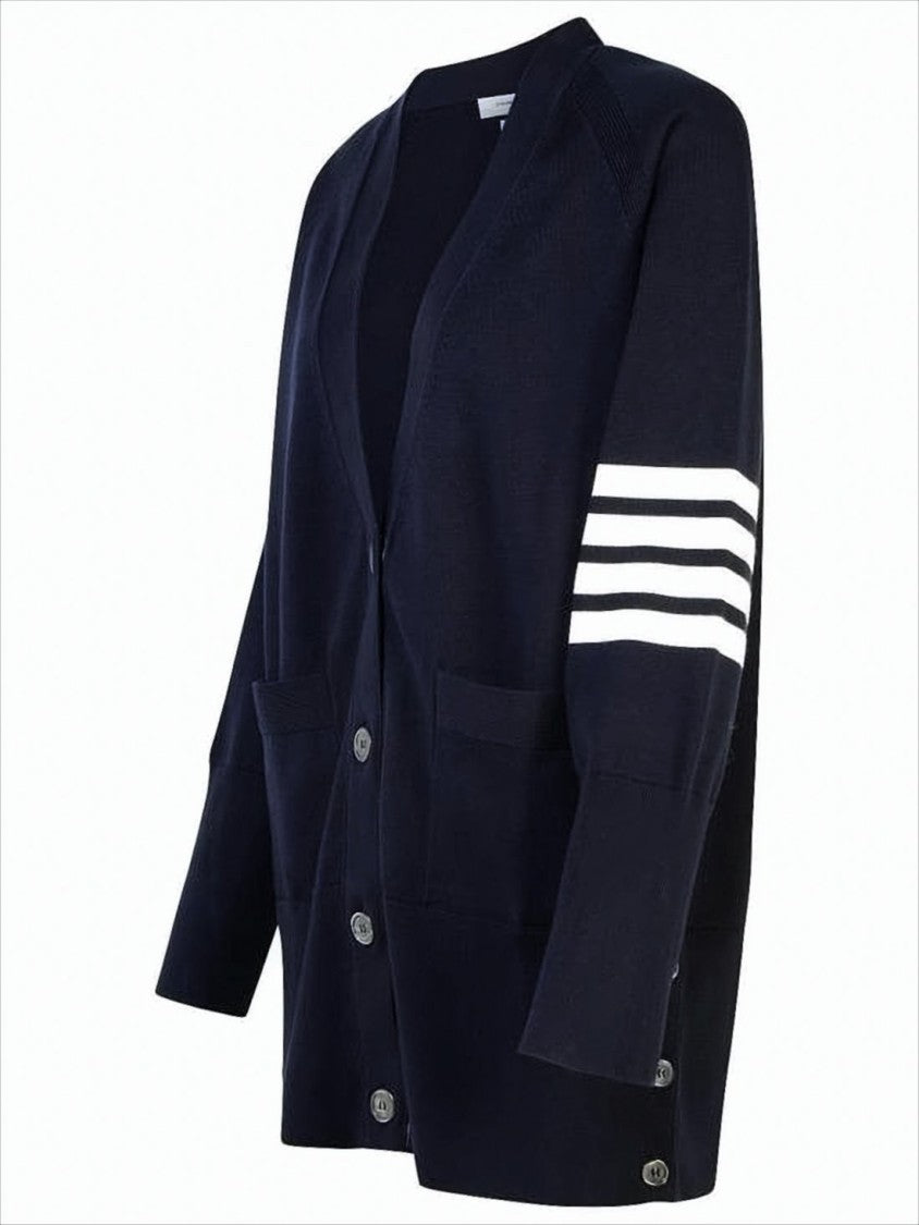 Thom Browne Classic V-Neck Cardigan With Distinctive Stripe Detail