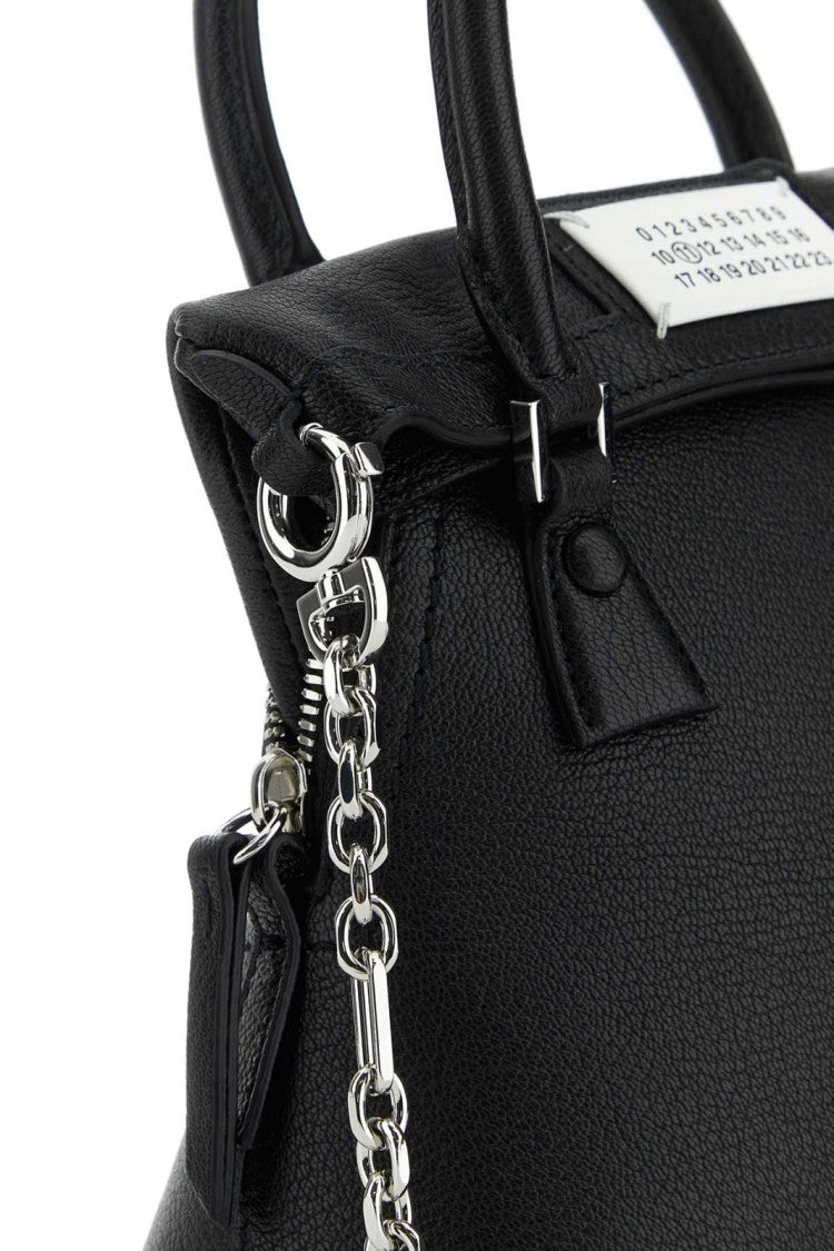 Maison Margiela Trapezoidal Handbag With Textured Finish And Chain Detail