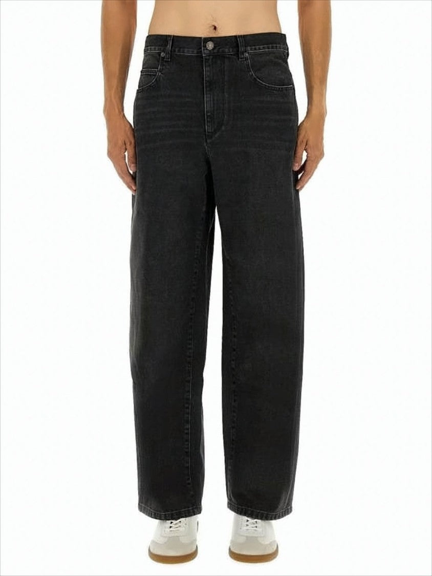 Isabel Marant Relaxed Fit Black Denim Pants With Five-Pocket Design