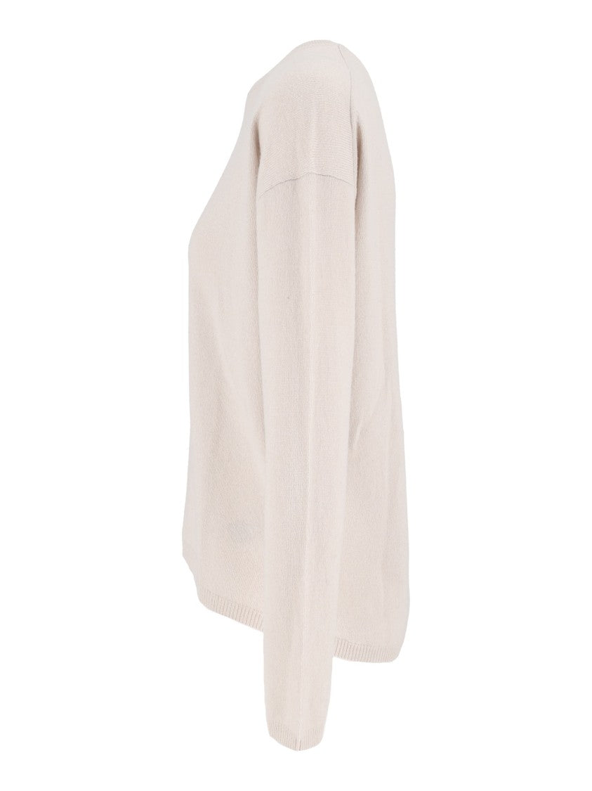 Allude Beige Cashmere Crew Neck Sweater