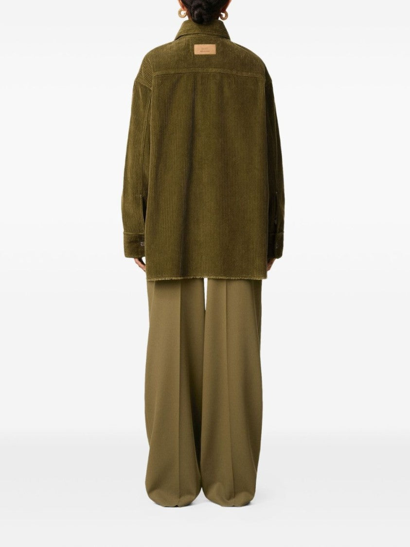 Ami Paris Olive Green Corduroy Shirt