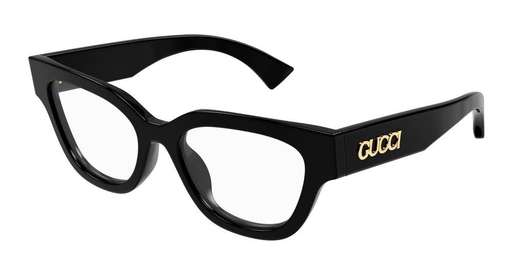 Gucci Black Gold Logo Detail Bold Oversized Eyeglasses