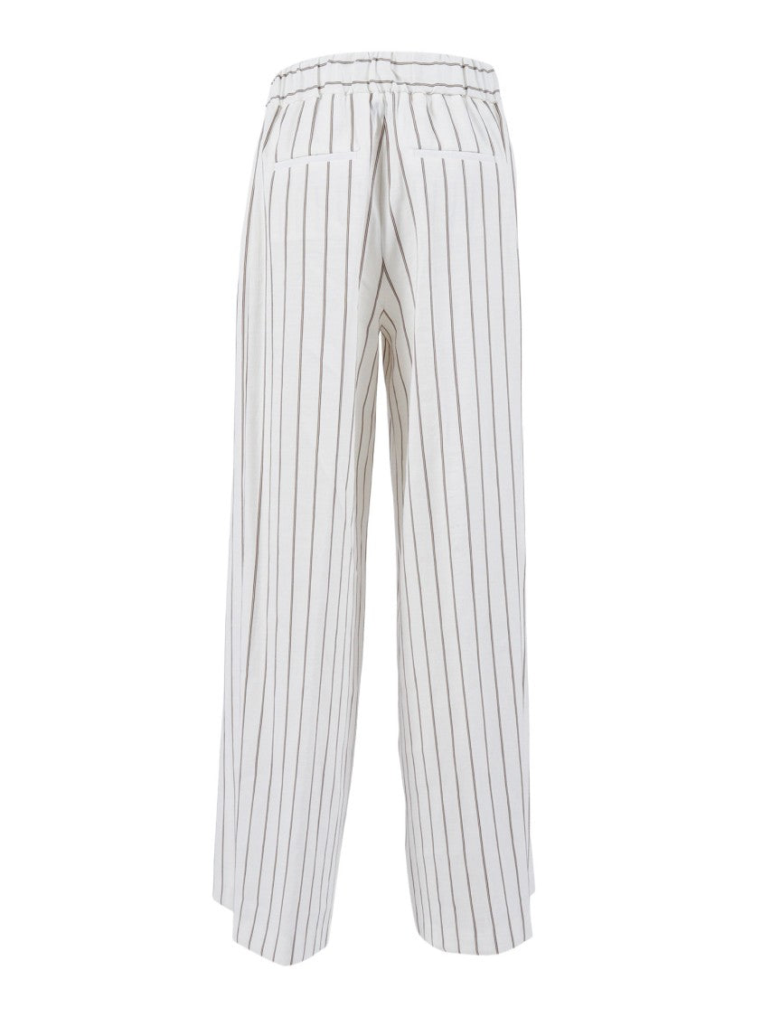 Peserico Woman Trousers Striped Straight-Leg Pants