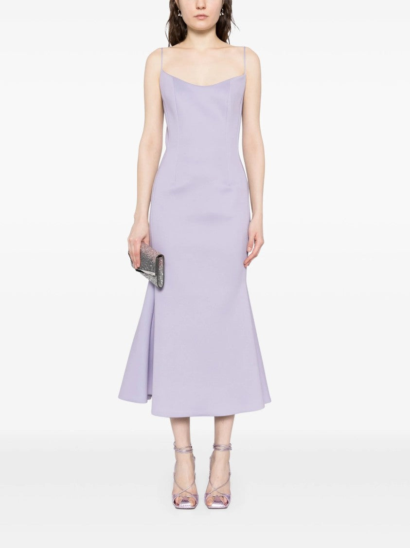 Saiid Kobeisy Mermaid Silhouette Lavender Midi Dress With Spaghetti Straps