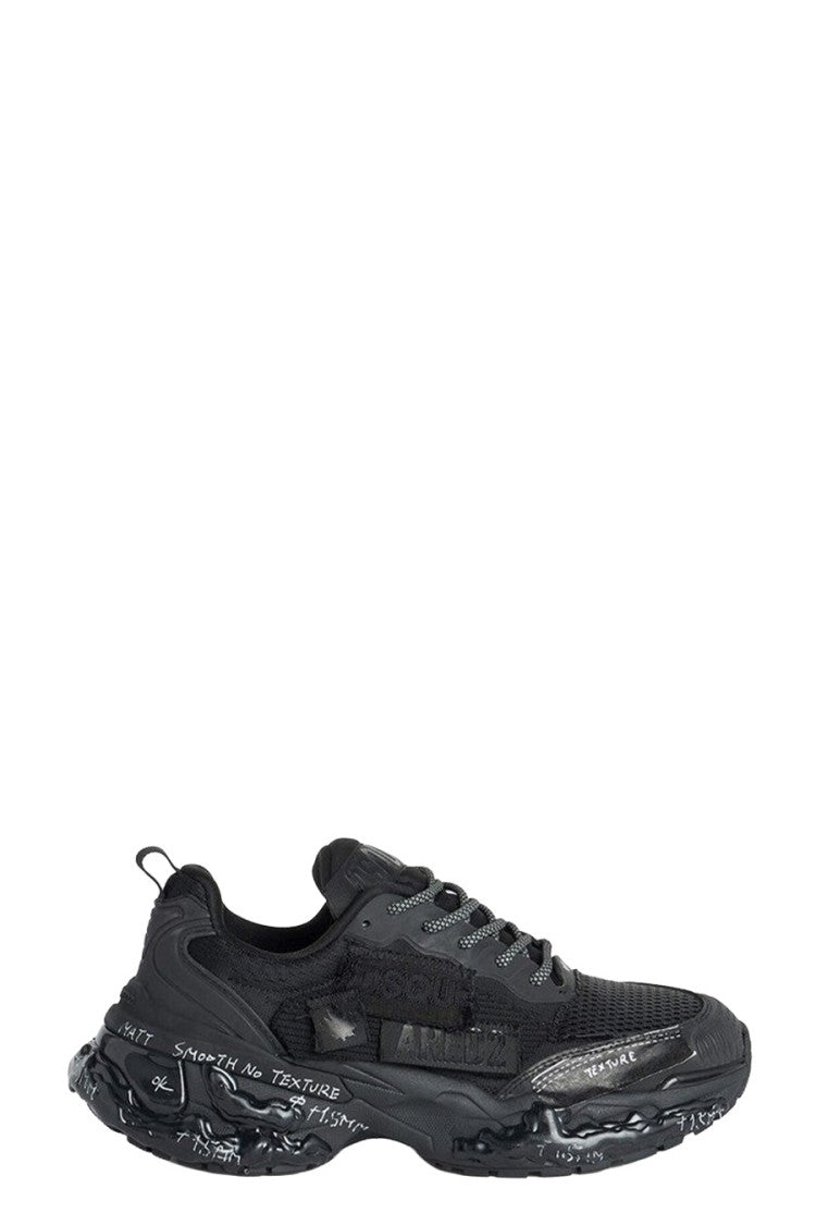 Dsquared2 Black Polyester-Spandex Blend Graphic Chunky Sneaker