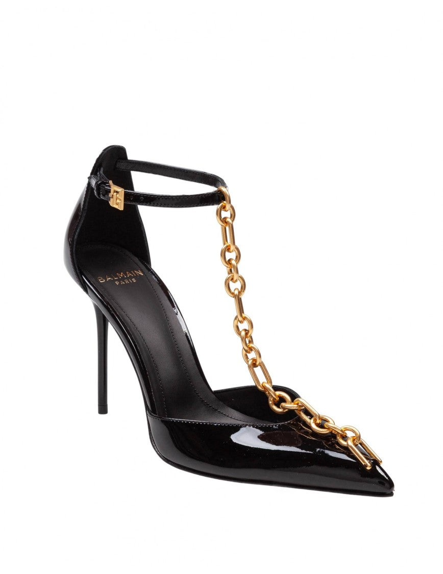 Balmain Sync Patent Leather Pumps, Black