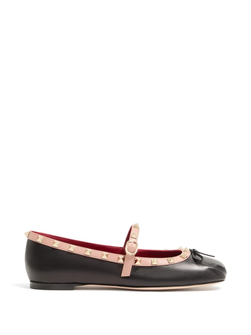 Valentino Ballerina Rockstud Smooth Nappa Flats