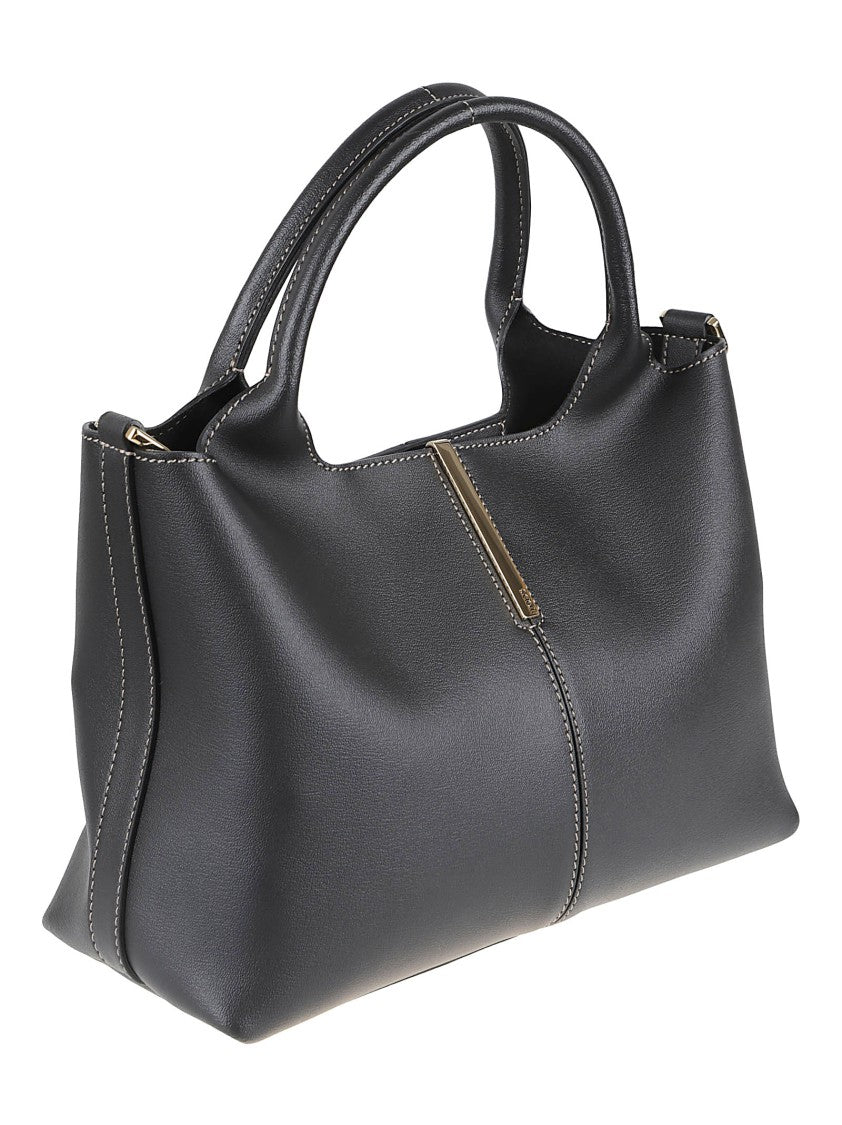 Tod's Structured Black Calfskin Handbag With Minimalist Design