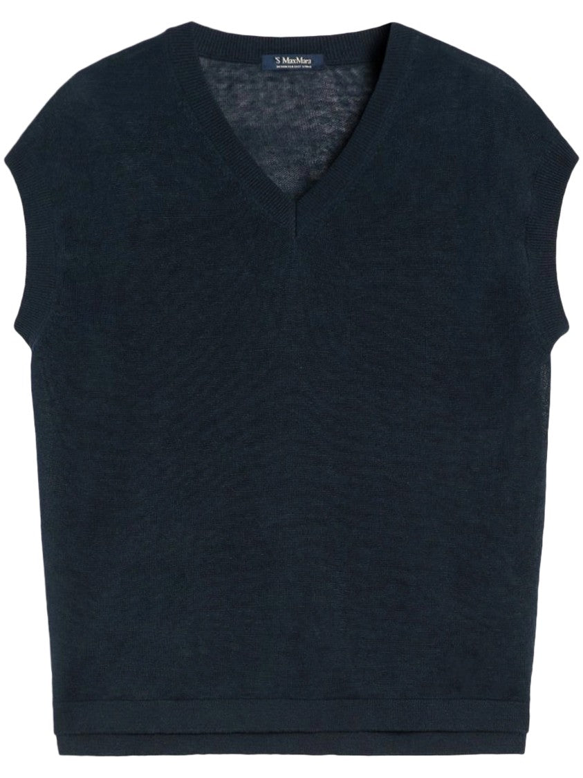 Max Mara Relaxed Fit Sleeveless Knit Vest With V-Neckline