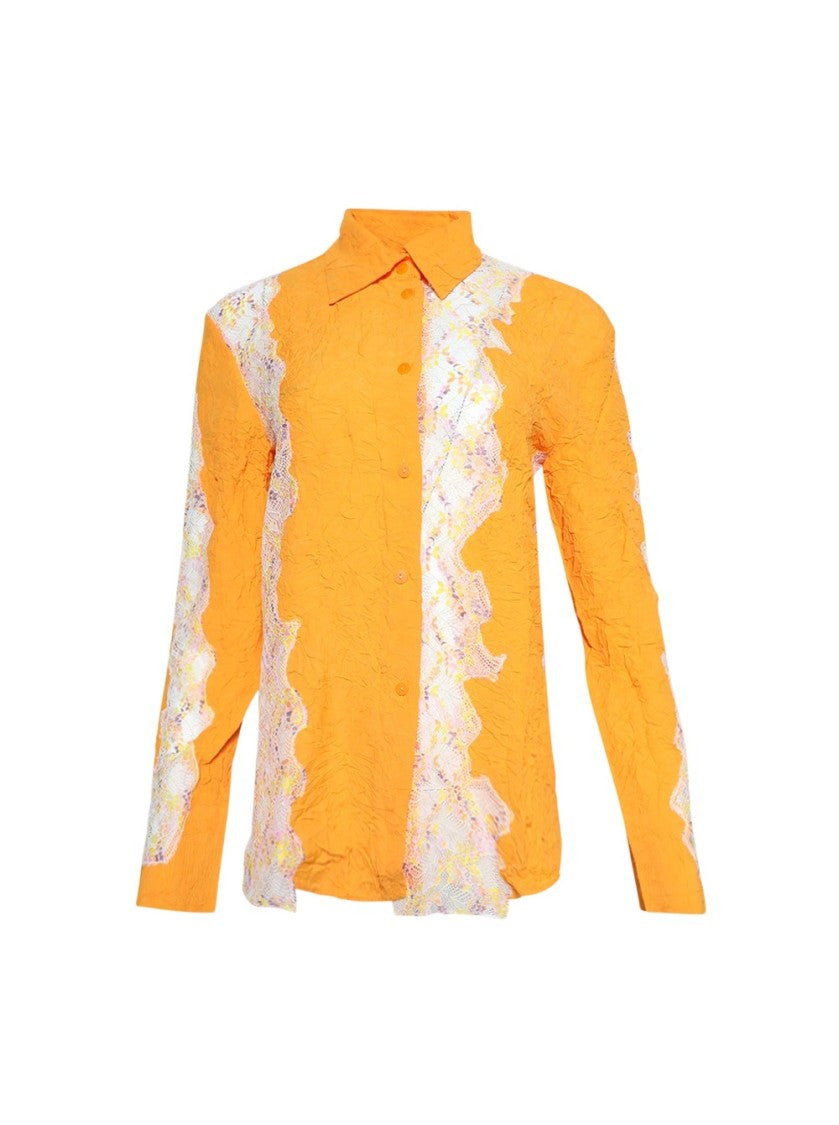 Christopher Esber Crimped Lace Shirt Orange