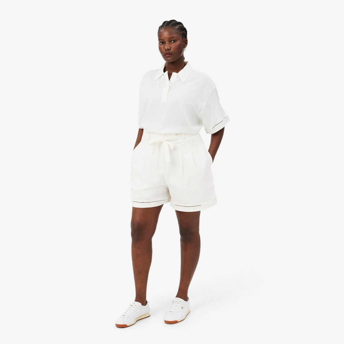 Lacoste Tailored White High-Waist Shorts