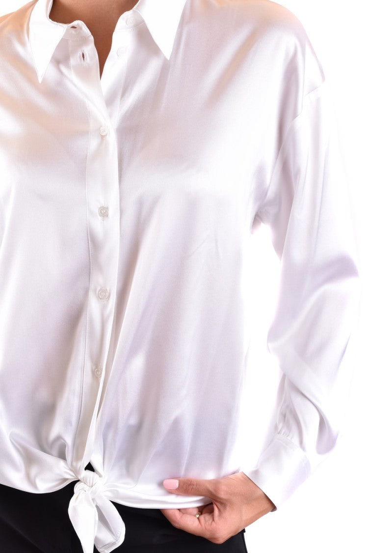 Pinko Silk Blend Shirt With Tied Knot Hem