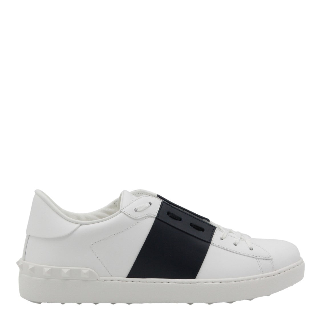 Valentino Garavani White Leather Sneakers With Bold Black Strap