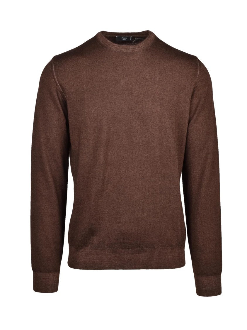 Fama Fama Merino Wool Pullover With Classic Crew Neck Design