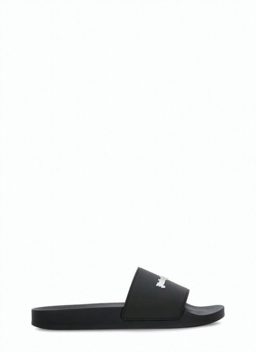Palm Angels Minimalist Black Slide Sandal With Gothic Branding