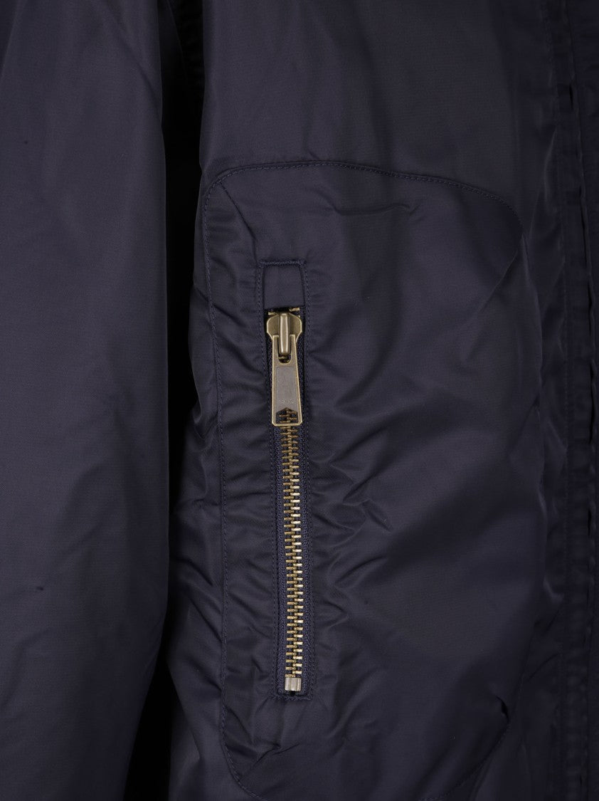 Brain Dead Shiny Bomber Jacket With Zip Fastening, Collar And Side Pockets