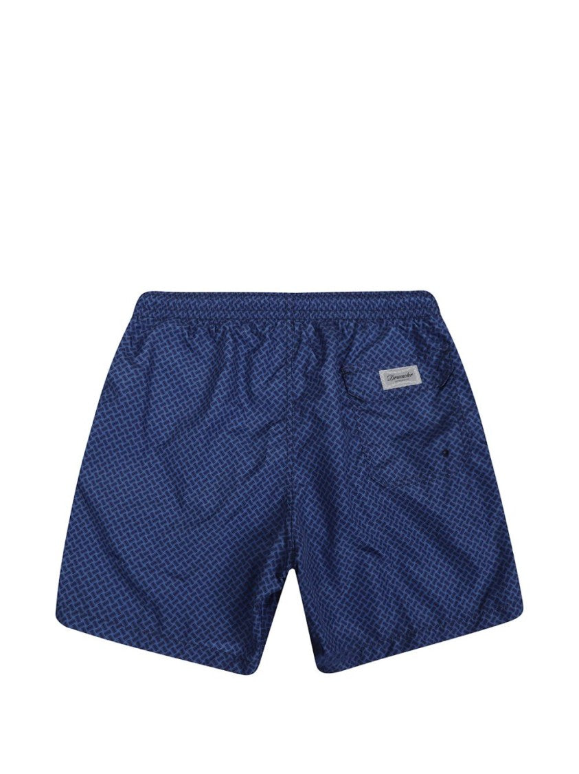 Drumohr Blue Geometric Print Swim Shorts