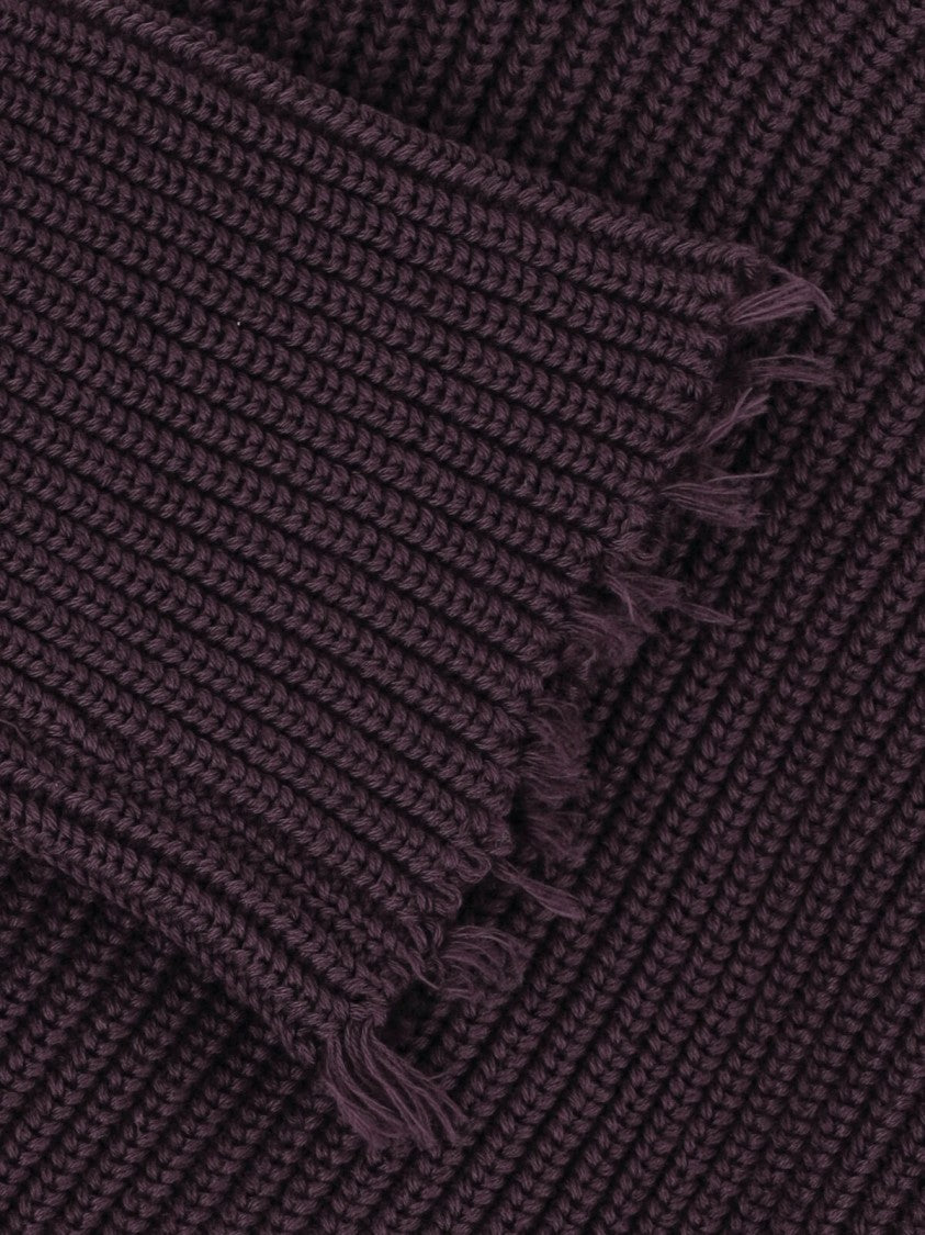 Mm6 By Maison Margiela Ribbed Zip-Up Cardigan With High Collar And Distressed Edges