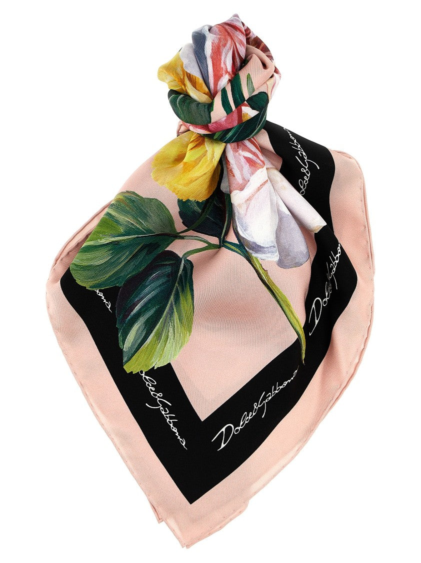 Dolce & Gabbana Floral Print Silk Twill Scarf