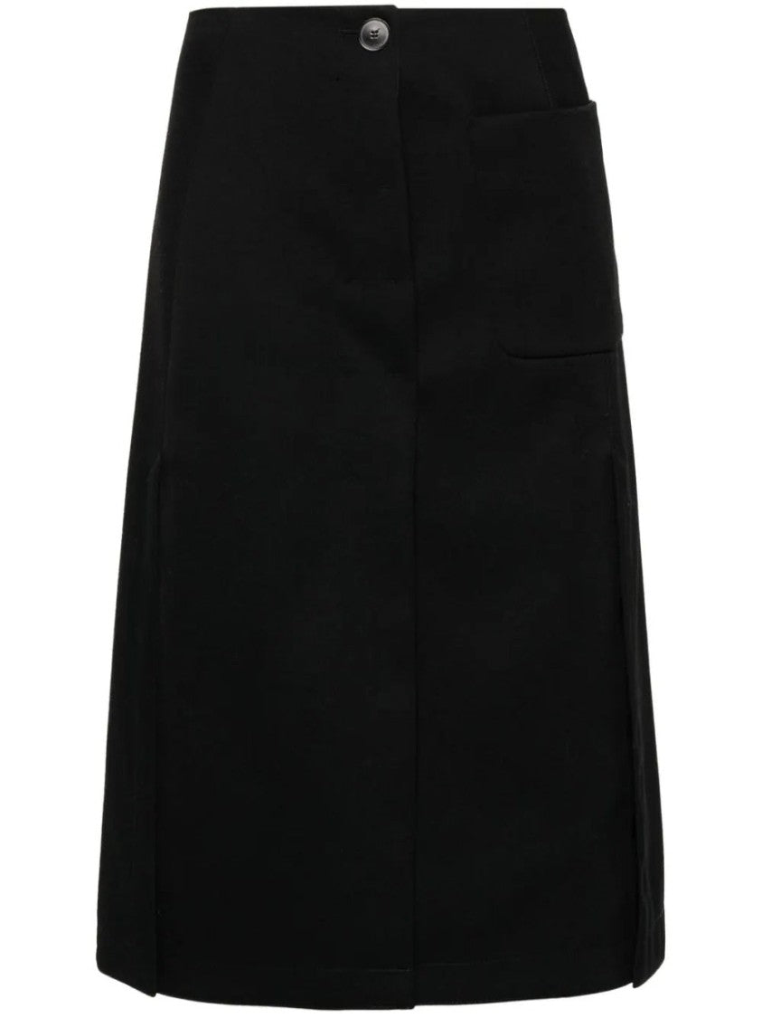 Lanvin Knee-Length Structured Wool Skirt With Button Closure