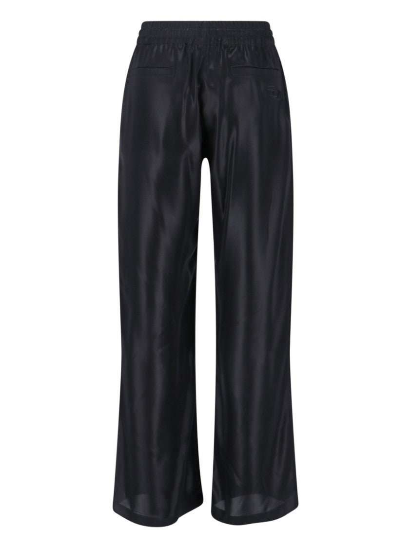 Diesel Mid-Rise Black Pants With Adjustable Waist