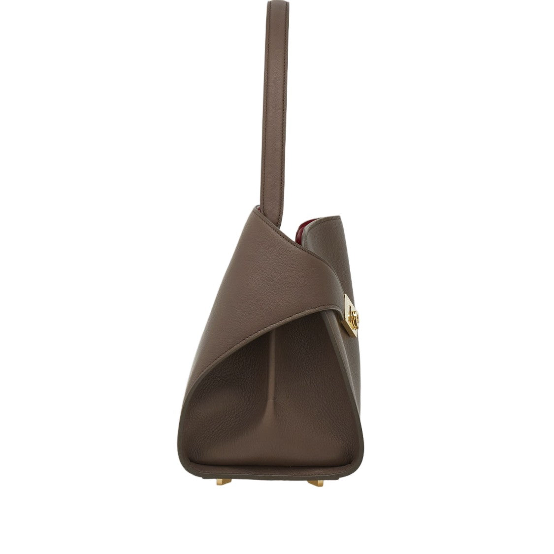 Salvatore Ferragamo Structured Top Handle Leather Bag With Gold-Tone Accents