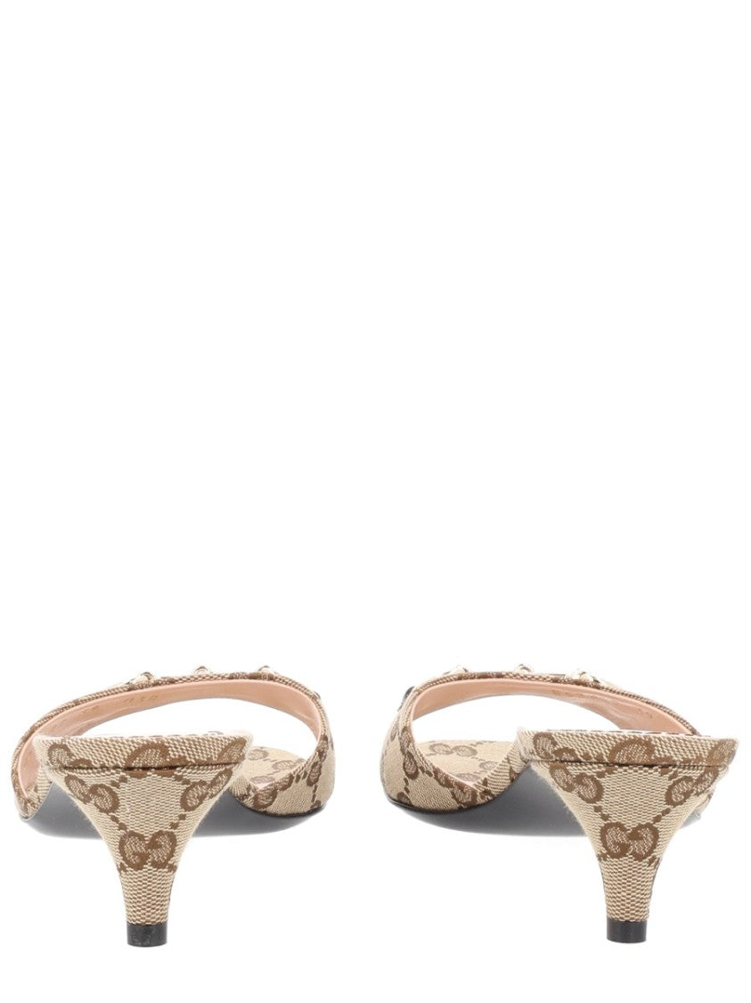 Gucci Textured Metallic Horsebit Fabric Sandals