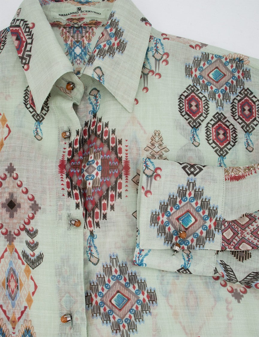 Ermanno Scervino Geometric Pattern Ramie Shirt