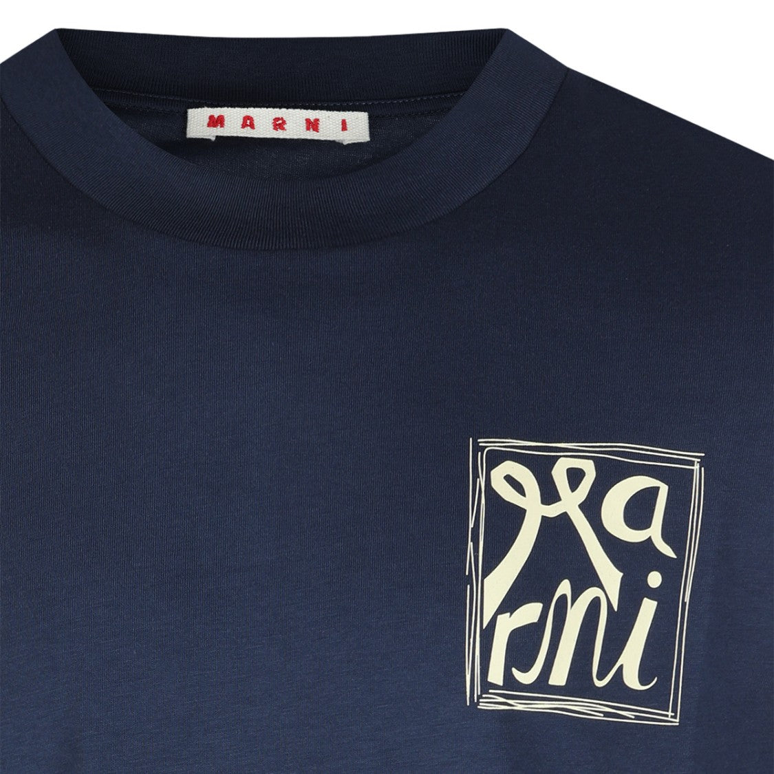 Marni Short-Sleeve Crew Neck T-Shirt In Deep Navy Blue