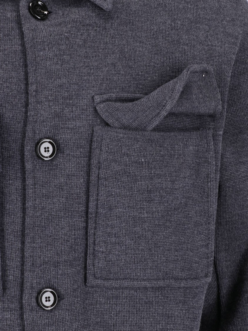 Lardini Gray Virgin Wool Shirt