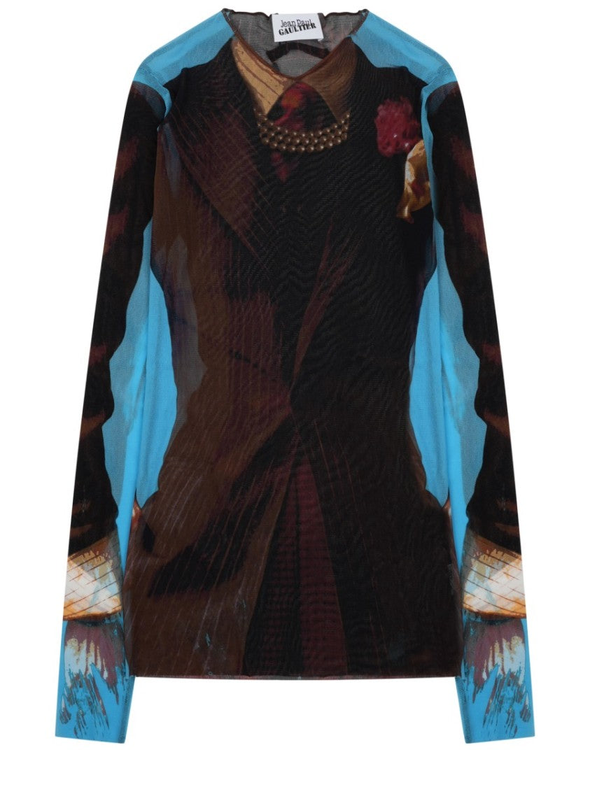 Jean Paul Gaultier Multicolor Tennis Suit Layered Print Top