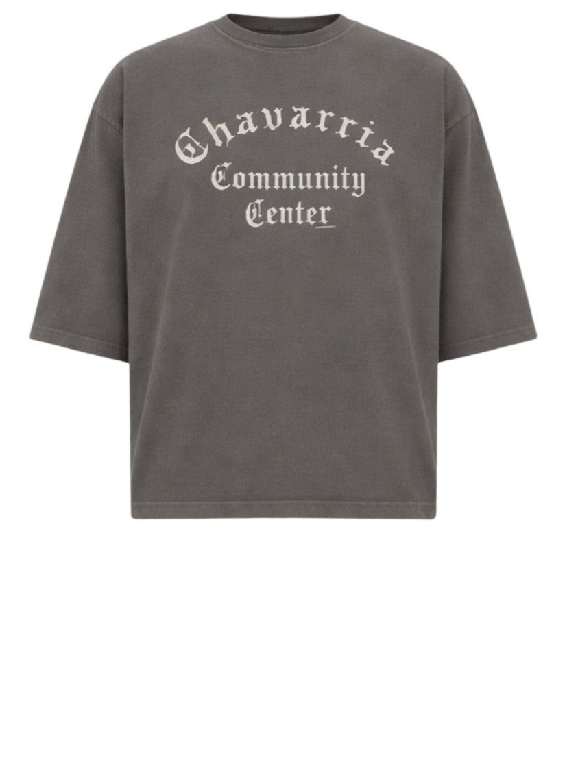 Willy Chavarria Contrast Logo Gray Cotton T-Shirt