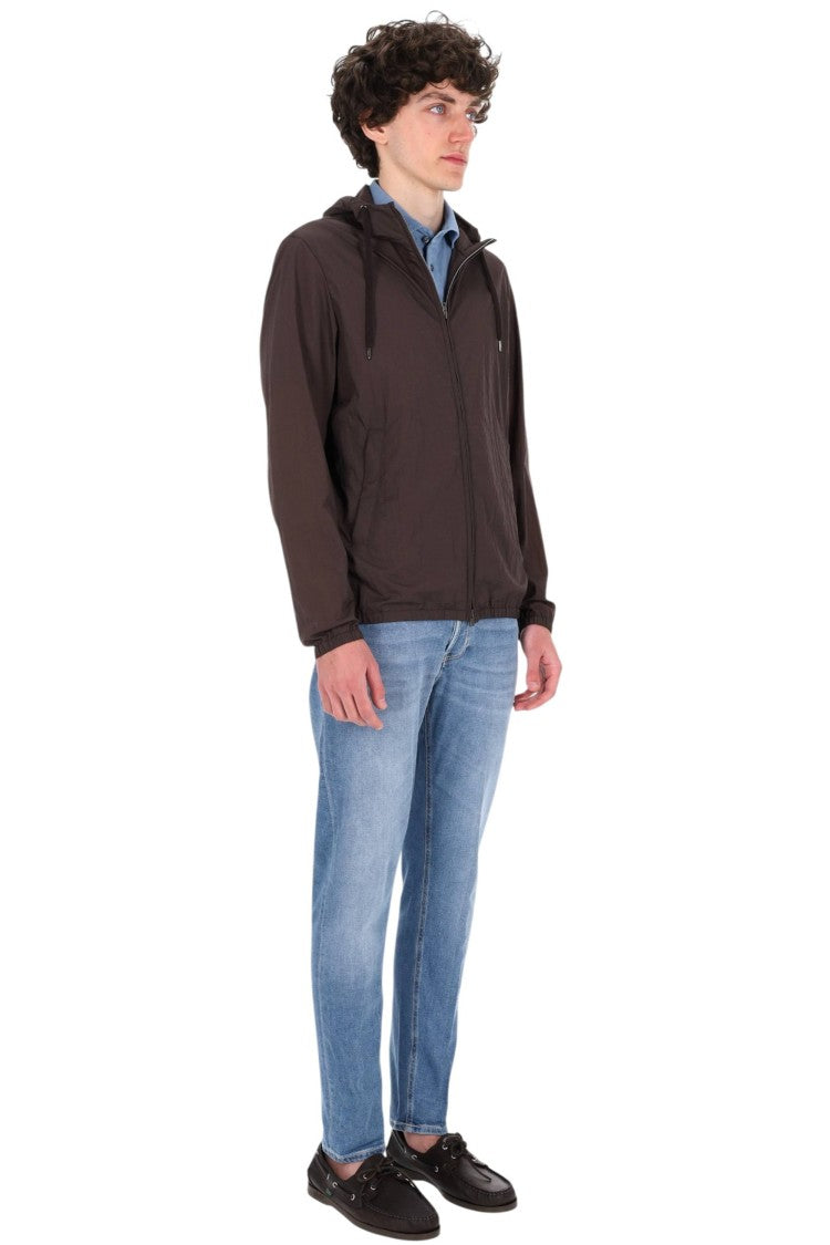 Herno Brown Superlight Embossed Nylon Bomber Jacket