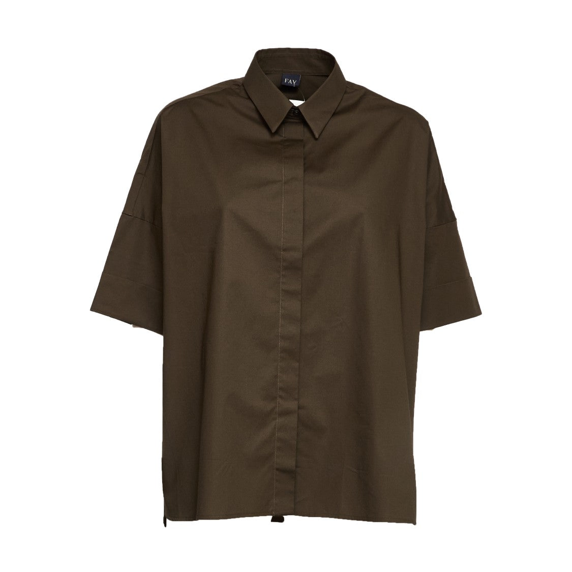 Fay Three-Quarter Sleeve Stretch Poplin Shirt
