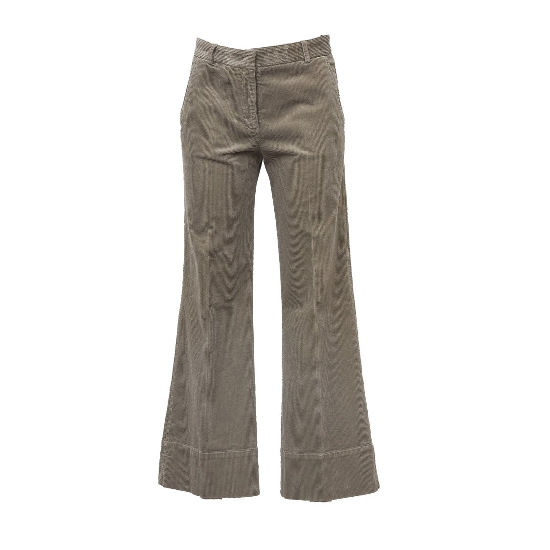 Ql2 Straight-Leg Brown Pants With Ribbed Fabric And Seam Details